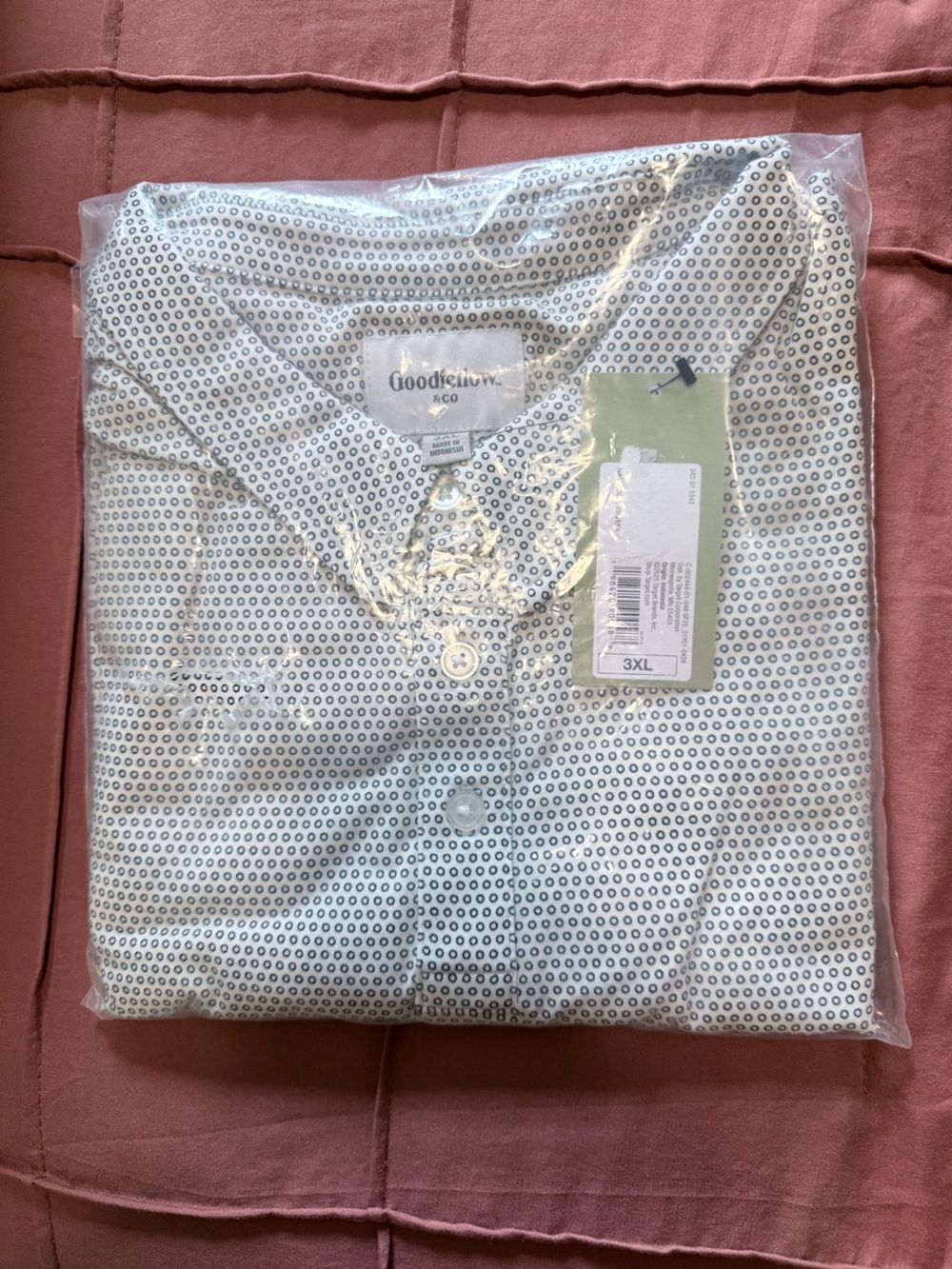 Goodfellow & Co NWT Men’s 3XL Long Sleeve White Patterned Button-Up Shirt